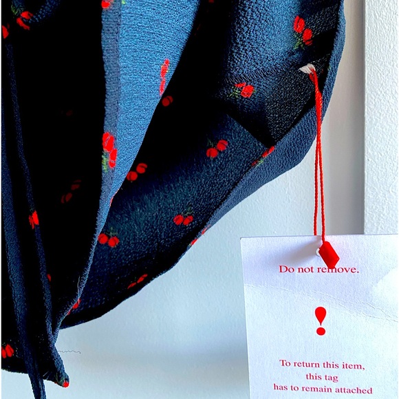 🍒 ROUJE 🍒 Gloria button side wrap skirt sold out rare in navy cherry print NWT - Picture 4 of 6